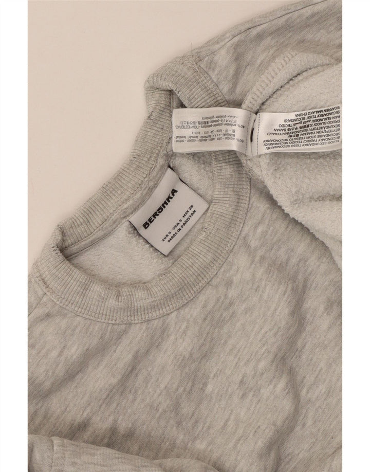 Maglione felpa oversize da donna BERSHKA UK 10 piccolo cotone chiazzato grigio
