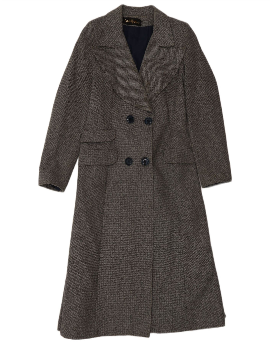Cappotto doppiopetto vintage da donna UK 10 piccolo in lana grigia