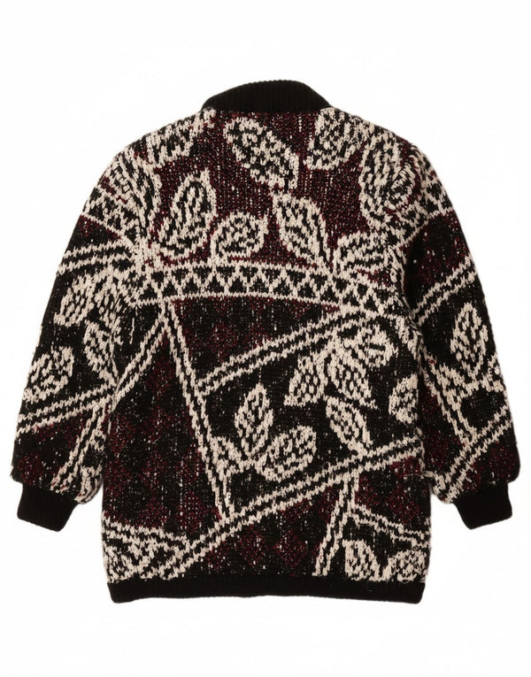 JEFFREY BROWNLEADER Cappotto in maglia da donna UK 14 Acrilico floreale nero medio