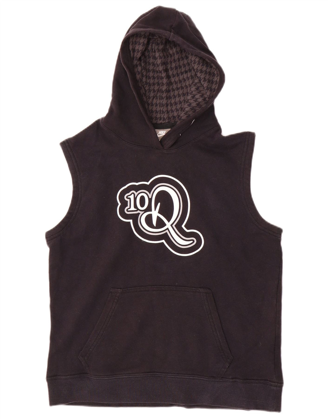 Maglione con cappuccio senza maniche con grafica NIKE per ragazzi, 10-11 anni, cotone nero medio