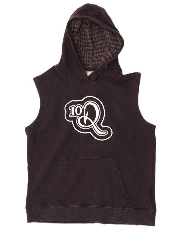 Maglione con cappuccio senza maniche con grafica NIKE per ragazzi, 10-11 anni, cotone nero medio