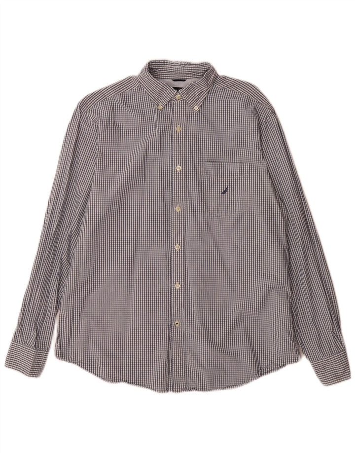 Camicia da uomo Nautica in cotone a quadretti blu medio