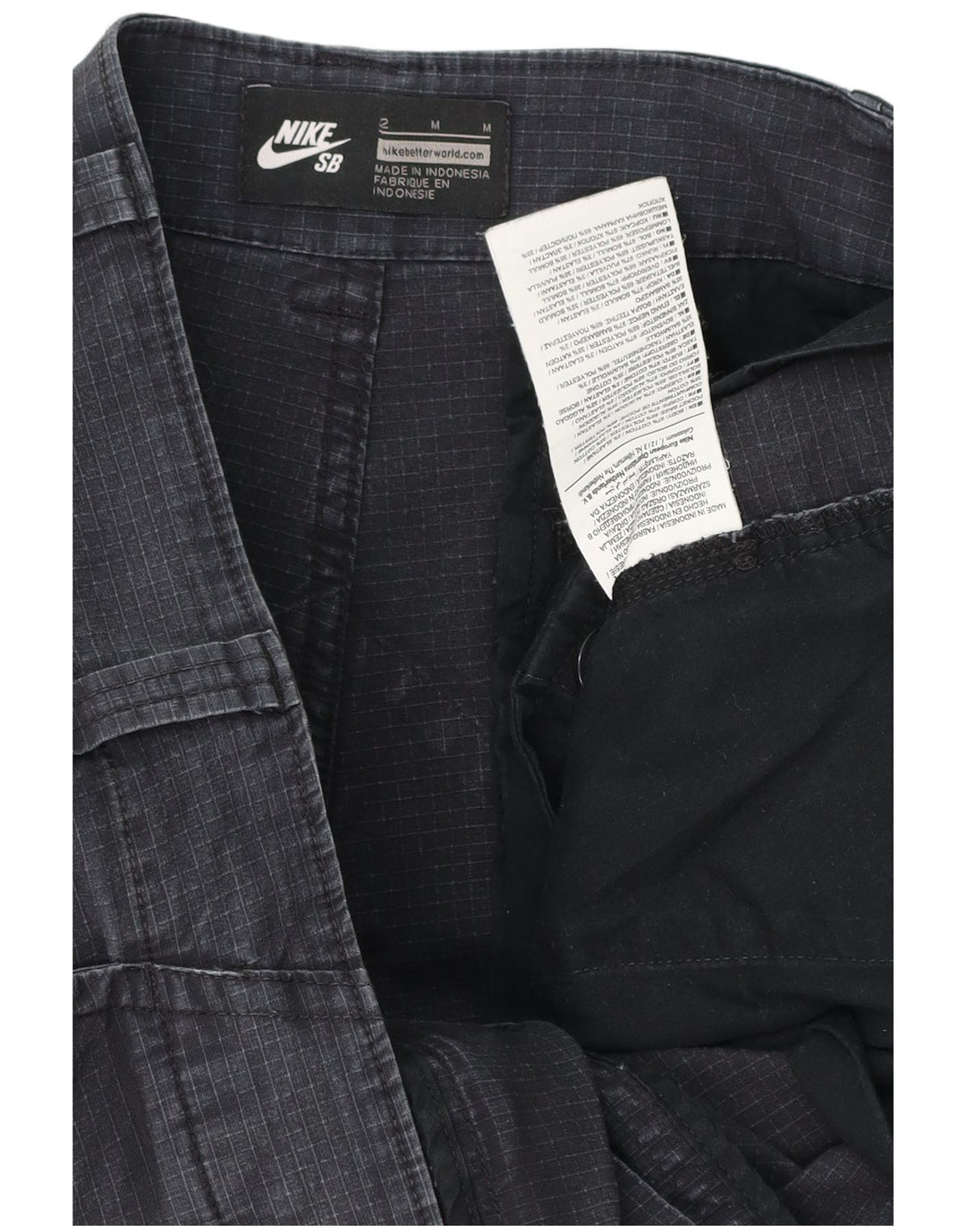 Pantaloncini cargo Nike da uomo medi W32 in cotone grigio a quadri