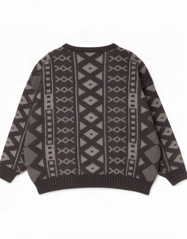 Canda Maglione da uomo con scollo a barca UK 44 XL Acrilico geometrico grigio