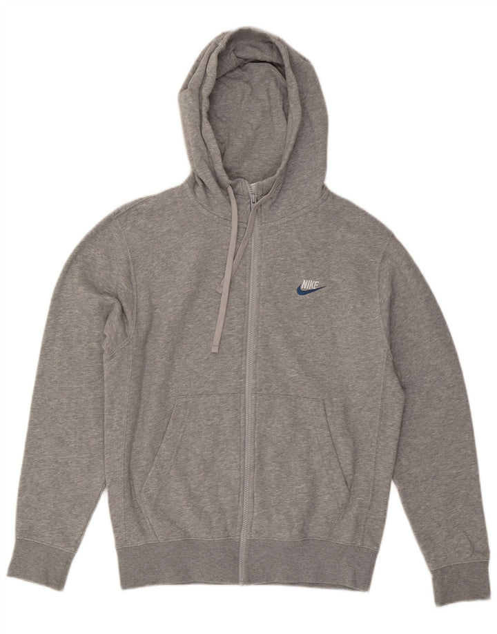 Maglione con cappuccio e zip da uomo NIKE piccolo in cotone chiazzato grigio