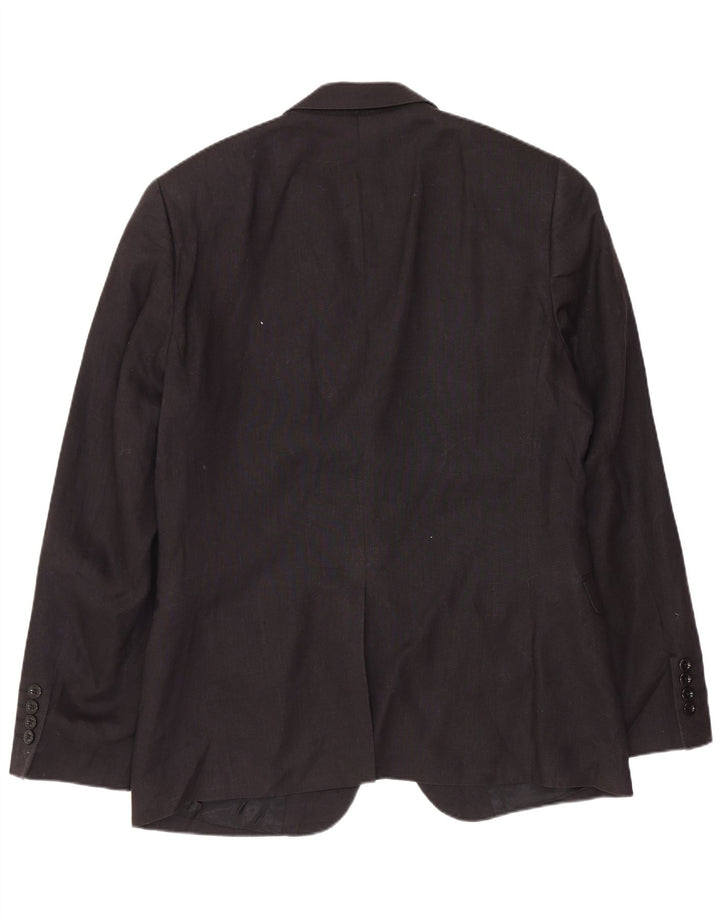 Giacca blazer da uomo DKNY slim fit a 1 bottone UK 40 grande lana nera