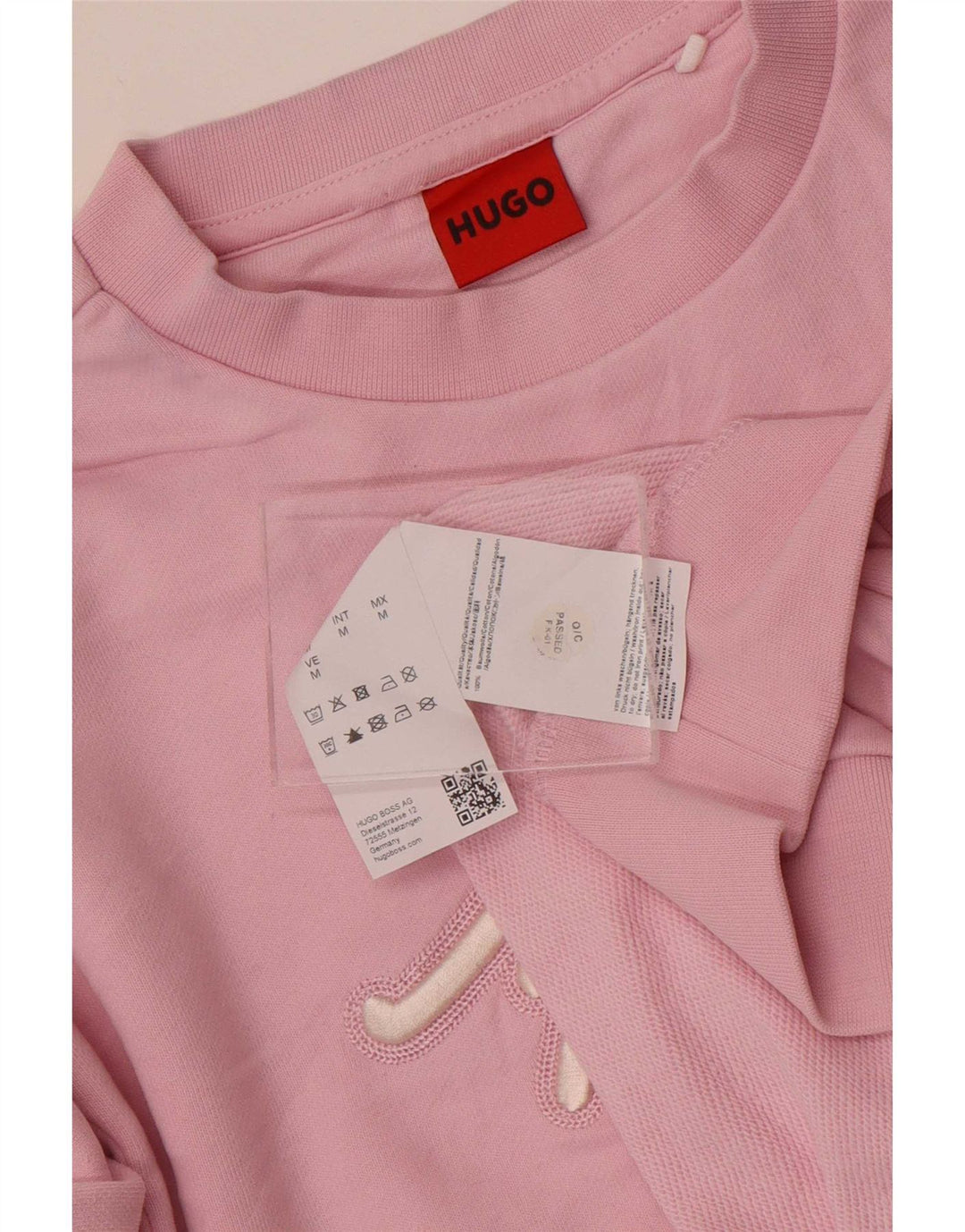 Felpa grafica da donna Hugo Boss Maglione UK 14 Cotone rosa medio