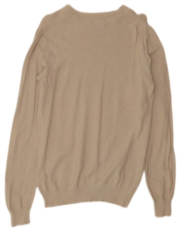 Maglione maglione girocollo da uomo Zara in cotone beige medio