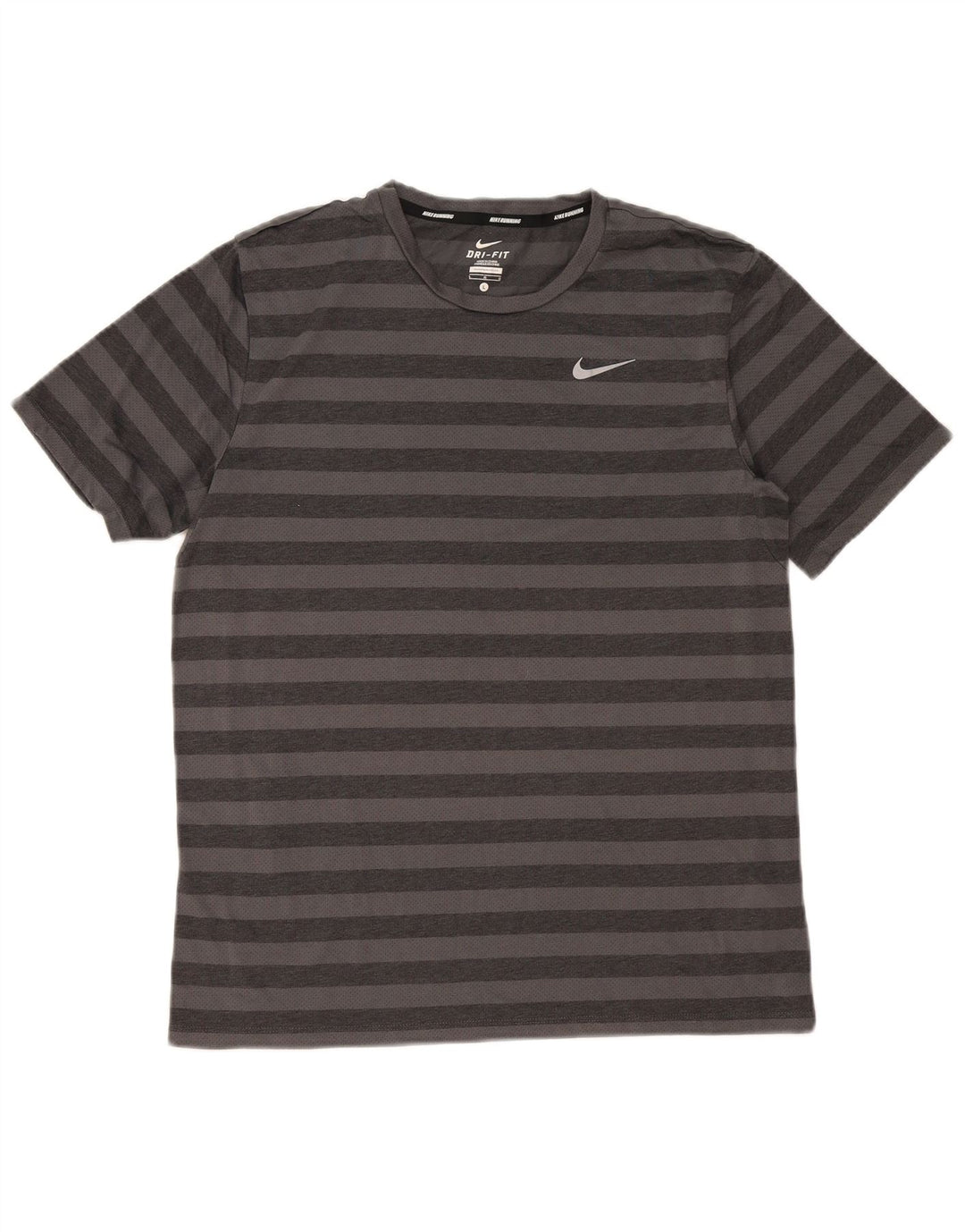 T-shirt Nike da uomo Dri Fit, top grande, in poliestere a righe grigie