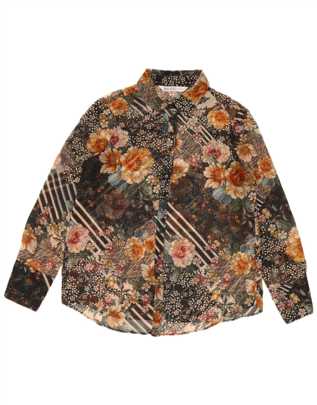 Camicetta da donna Zara UK 14 Poliestere floreale multicolore medio