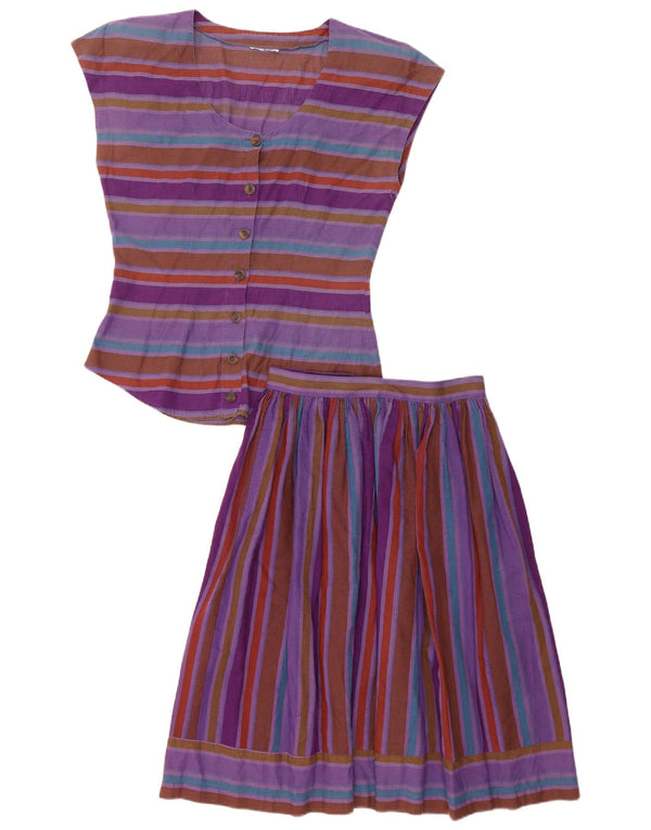 Set gonna vintage da donna in 2 pezzi US 5 piccolo W24 lino a righe viola