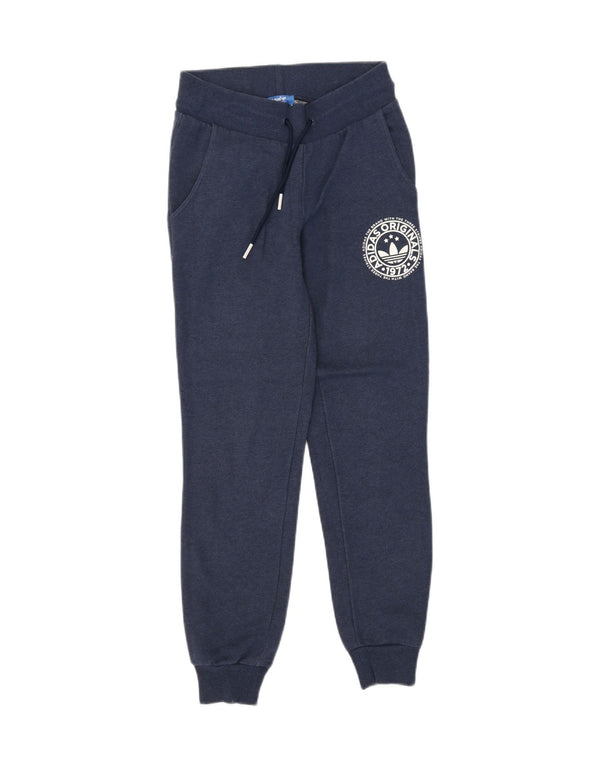 Adidas Pantaloni da tuta con grafica da donna Joggers UK 8 Small Blu Navy