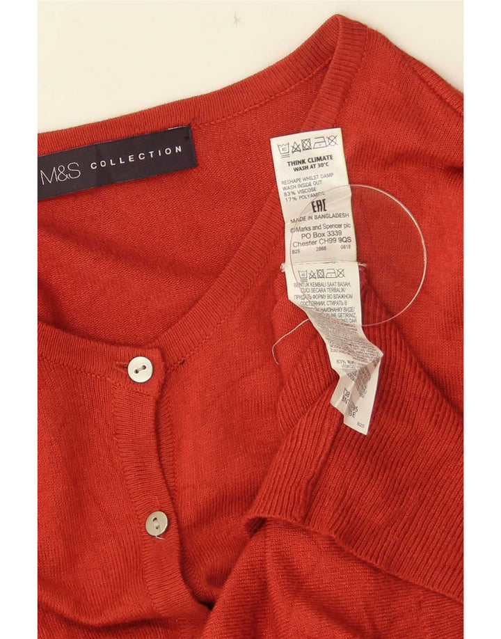 Maglione cardigan da donna Marks & Spencer UK 14 Viscosa arancione medio