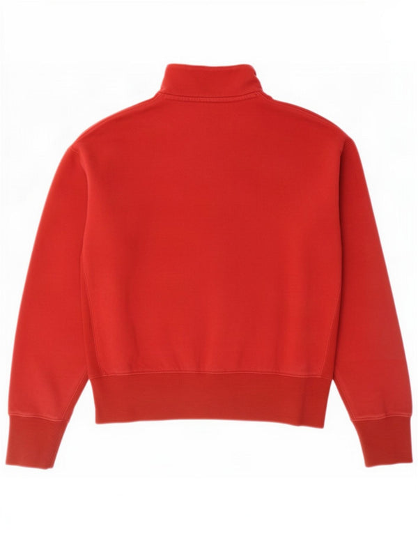 Superdry Womens Oversized Zip Neck Sweatshirt Jumper UK 10 Small Red Cotton