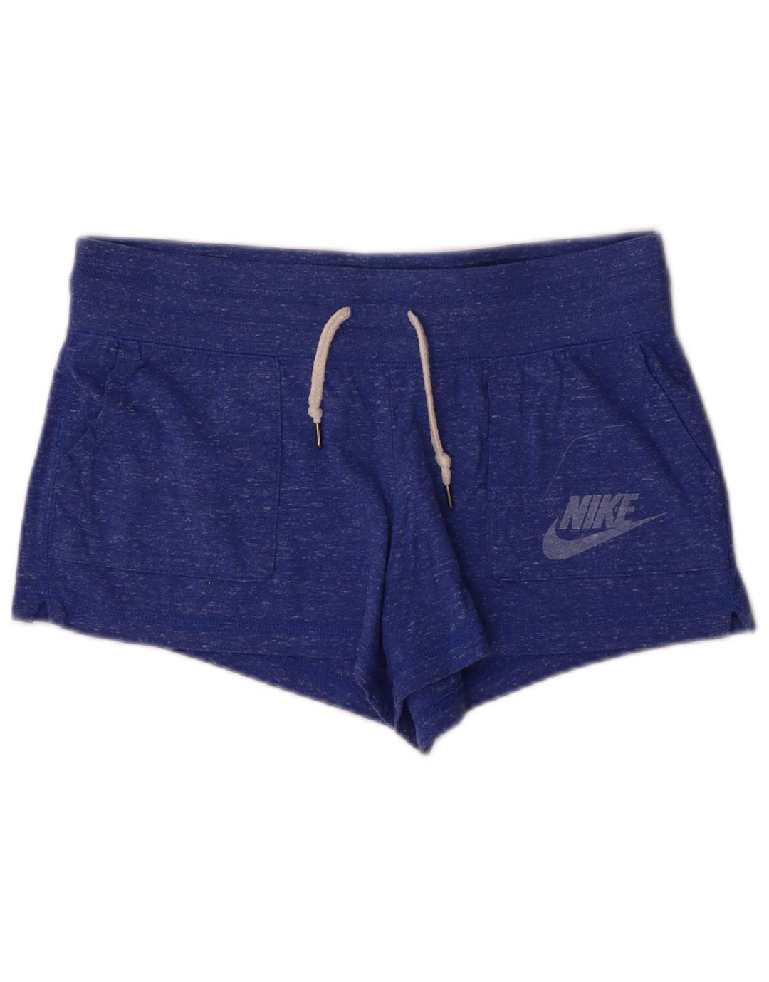 Pantaloncini sportivi con grafica Nike da donna UK 12 Poliestere screziato blu medio