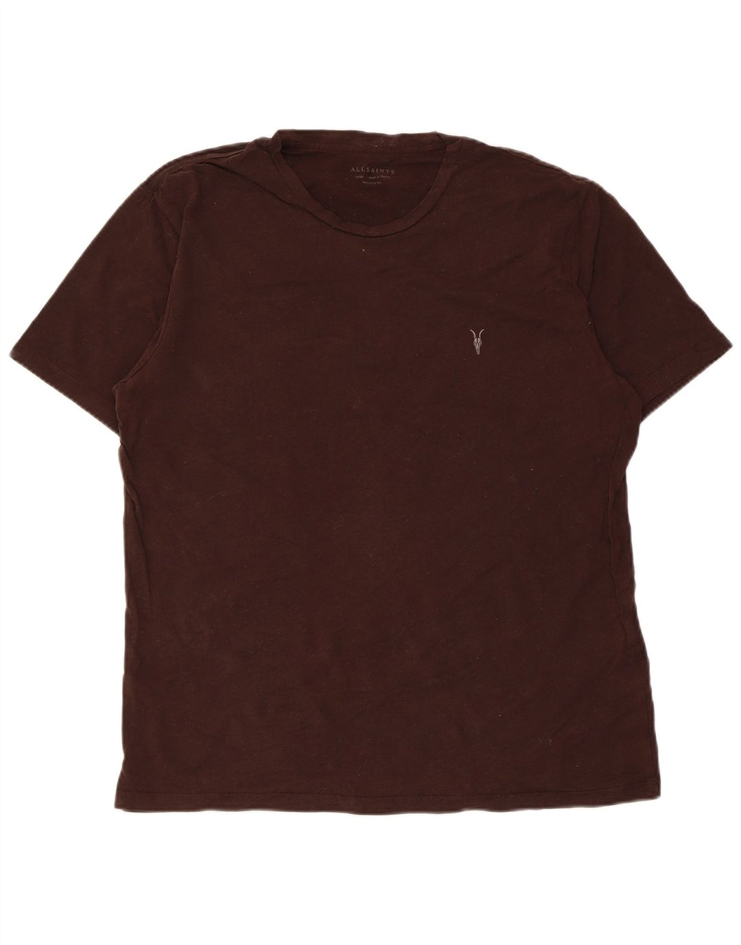 T-shirt da uomo con vestibilità regolare All Saints, taglia grande, in cotone marrone