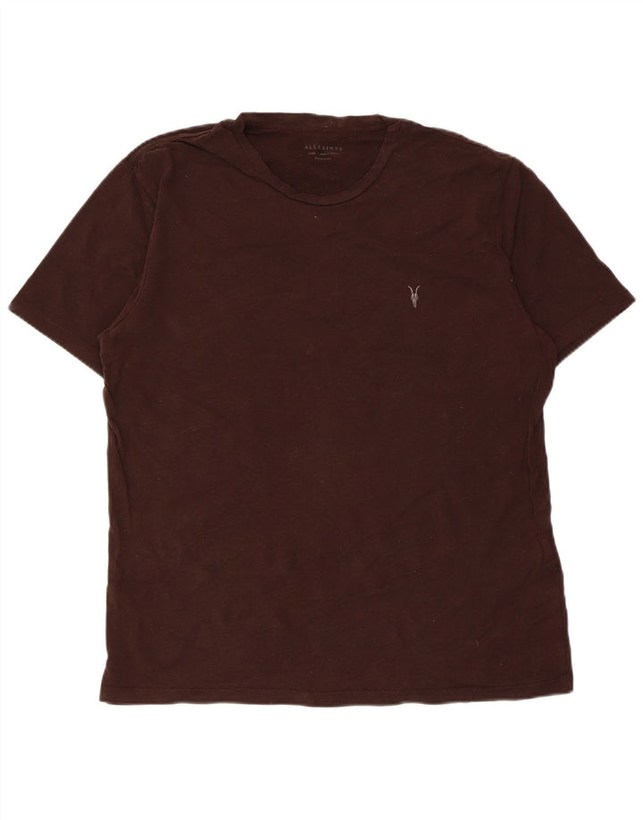 T-shirt da uomo con vestibilità regolare All Saints, taglia grande, in cotone marrone