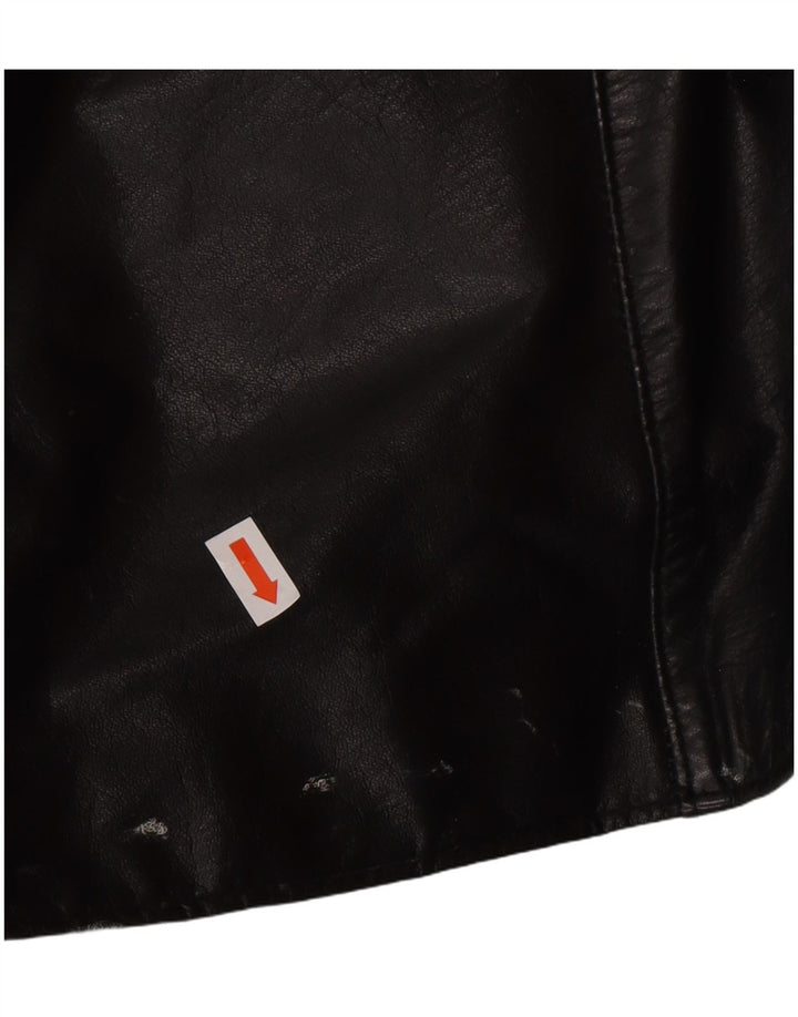 Cappotto in pelle oversize da donna VINTAGE UK 14 Pelle nera media