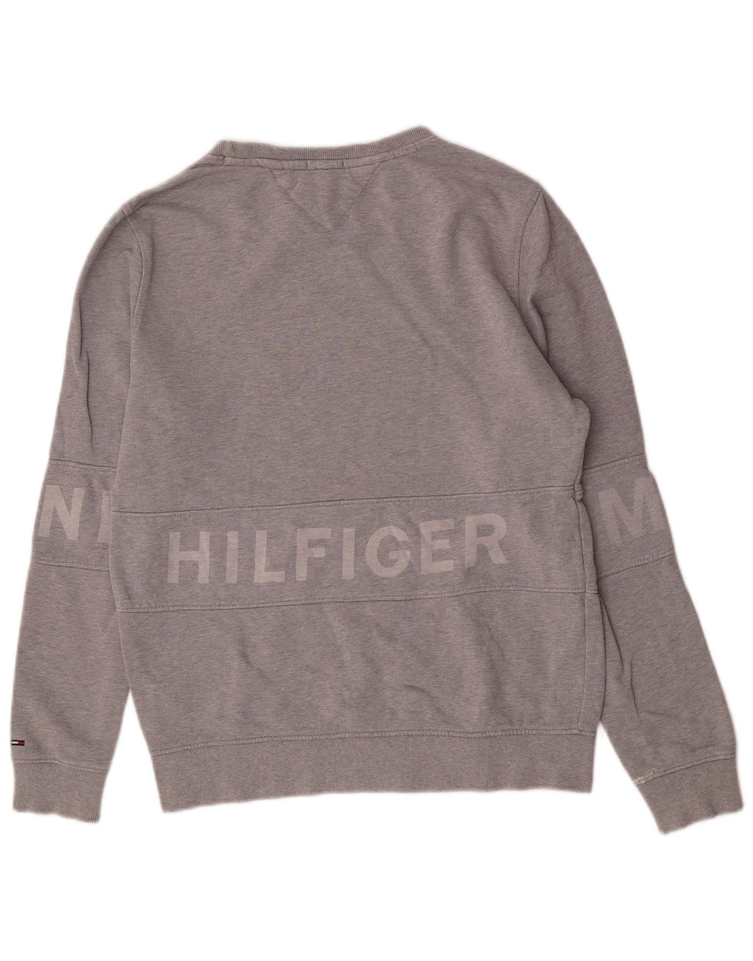 Tommy Hilfiger Felpa grafica da uomo Maglione grande cotone grigio