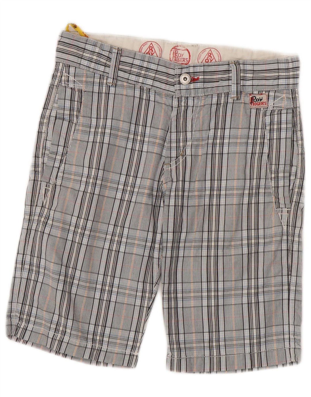 Pantaloncini chino per ragazzi ROY ROGERS 11-12 anni W26 in cotone a quadri blu