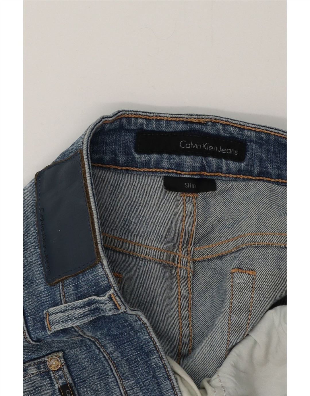 CALVIN KLEIN Jeans slim invecchiati da uomo W34 L30 Blu