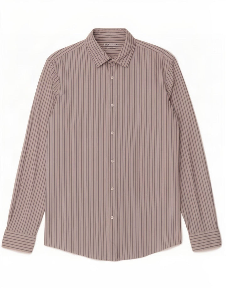 Camicia Zara da uomo slim fit grande gessato bianco
