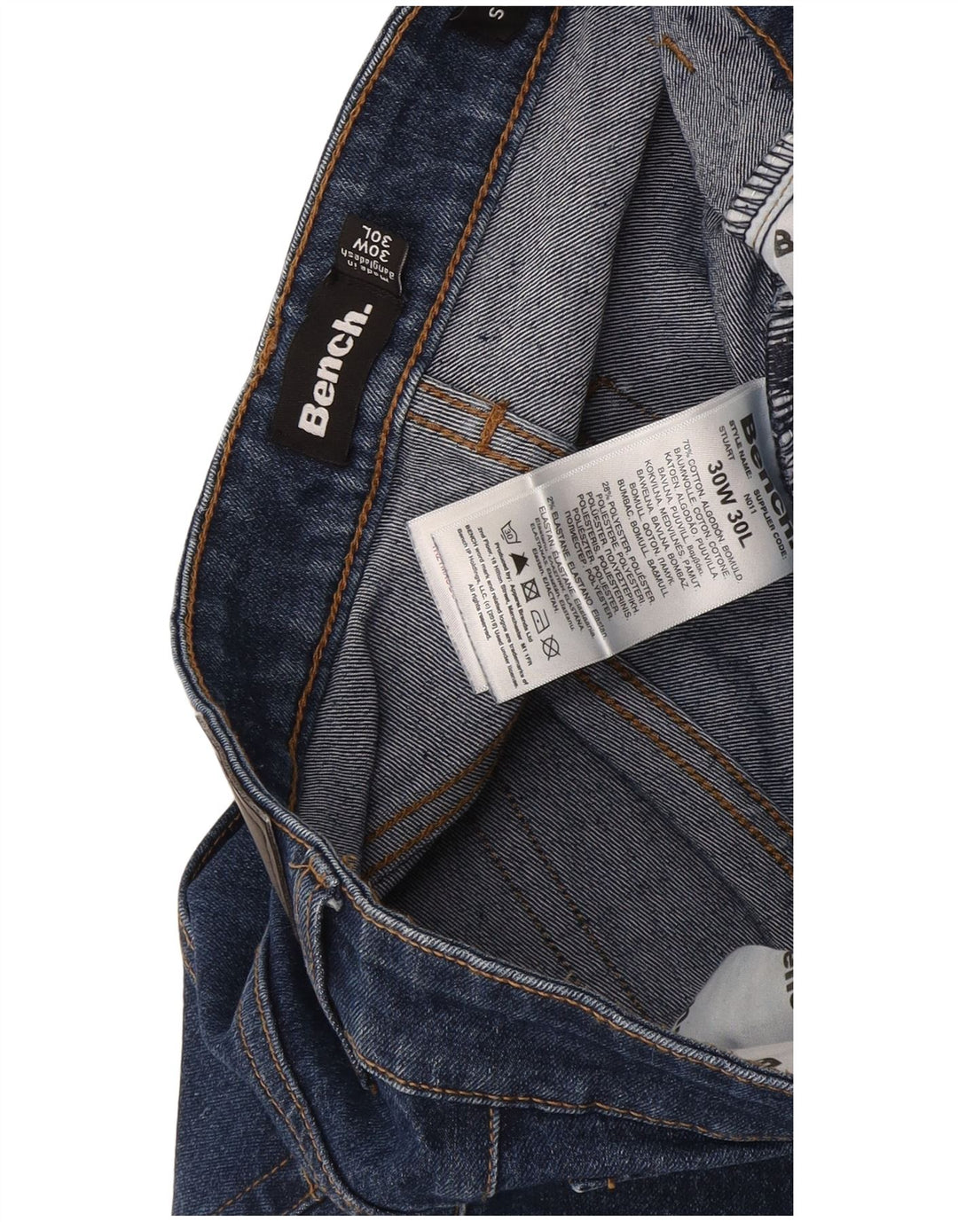 Jeans dritti da uomo Bench W30 L30 in cotone blu navy