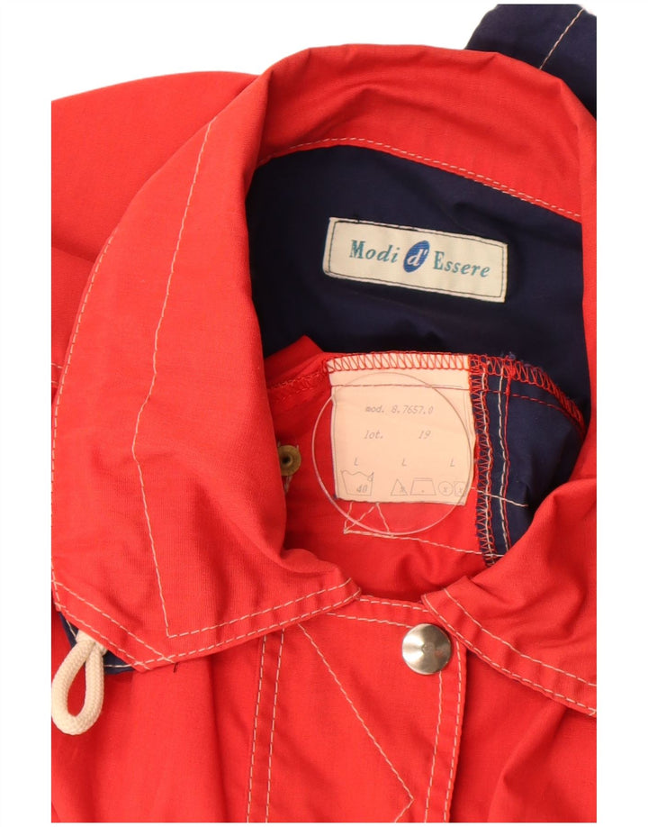Giacca multiuso da donna vintage UK 16 grande poliestere color block rosso
