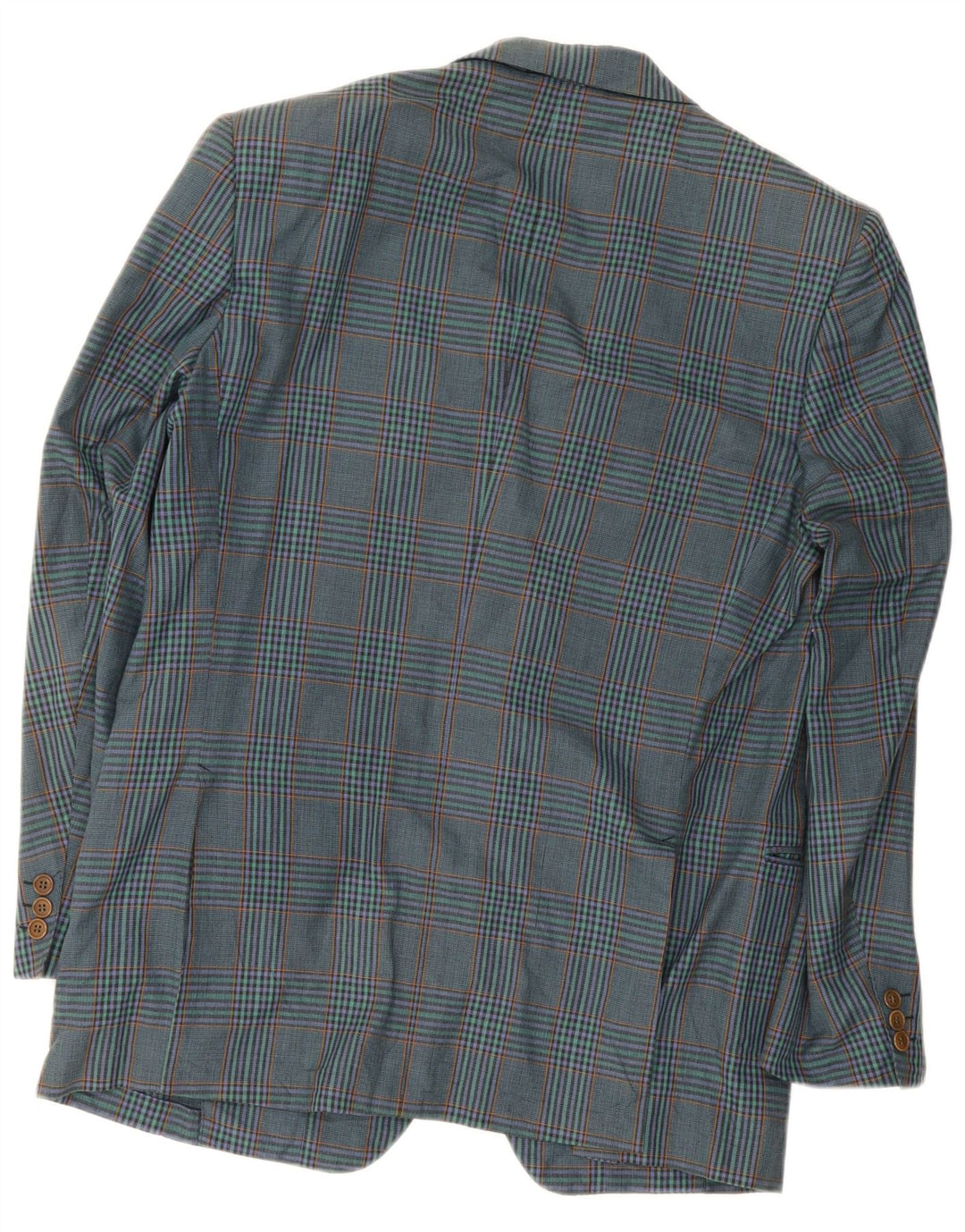 Giacca blazer vintage da uomo a 2 bottoni IT 52 grande cotone scozzese blu navy