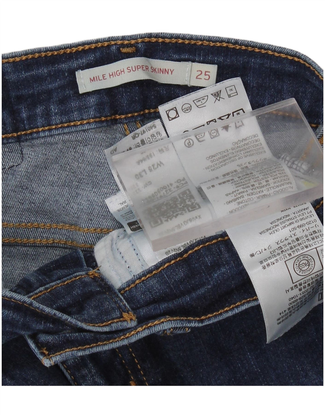 LEVI'S Jeans super skinny da donna con altezza del miglio W25 L30 cotone blu