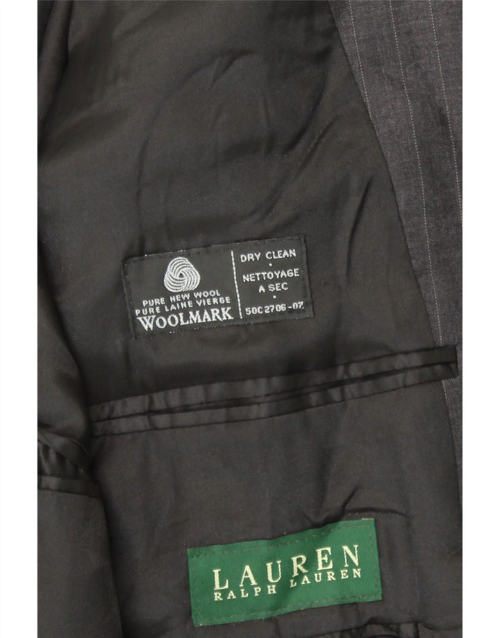 RALPH LAUREN Mens 2 Button Blazer Jacket UK 38 Medium Grey Striped Vintage Ralph Lauren and Second-Hand Ralph Lauren from Messina Hembry 