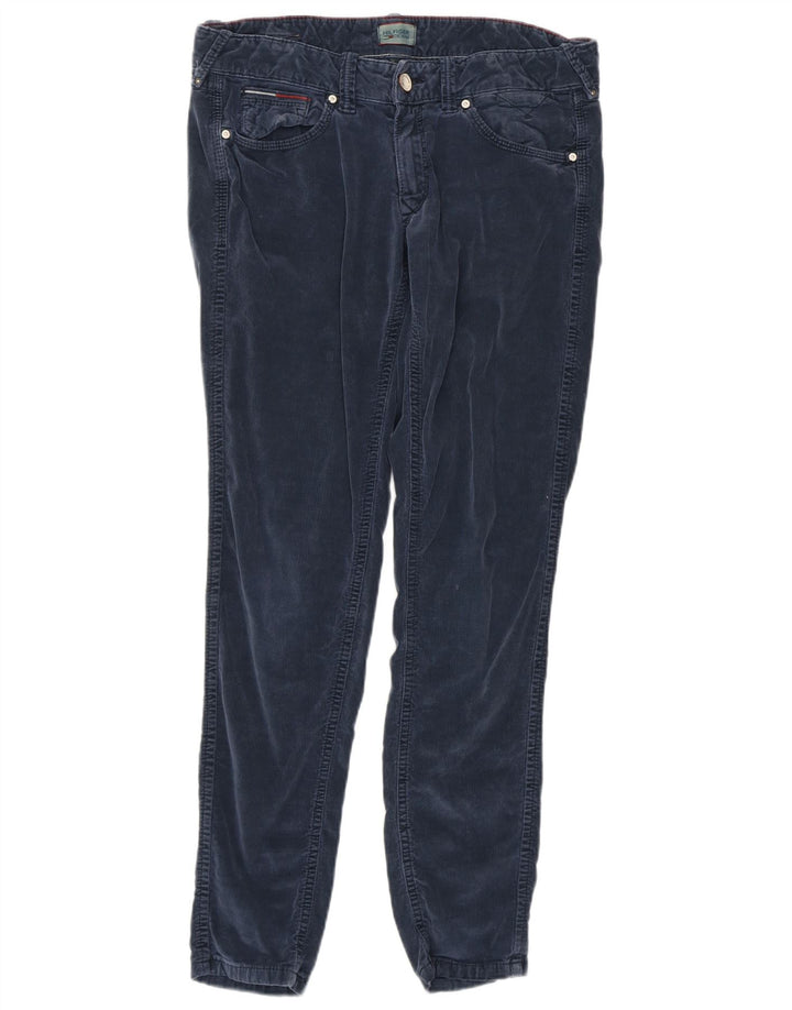 TOMMY HILFIGER Pantaloni skinny in velluto a coste da donna W28 L30 cotone blu navy
