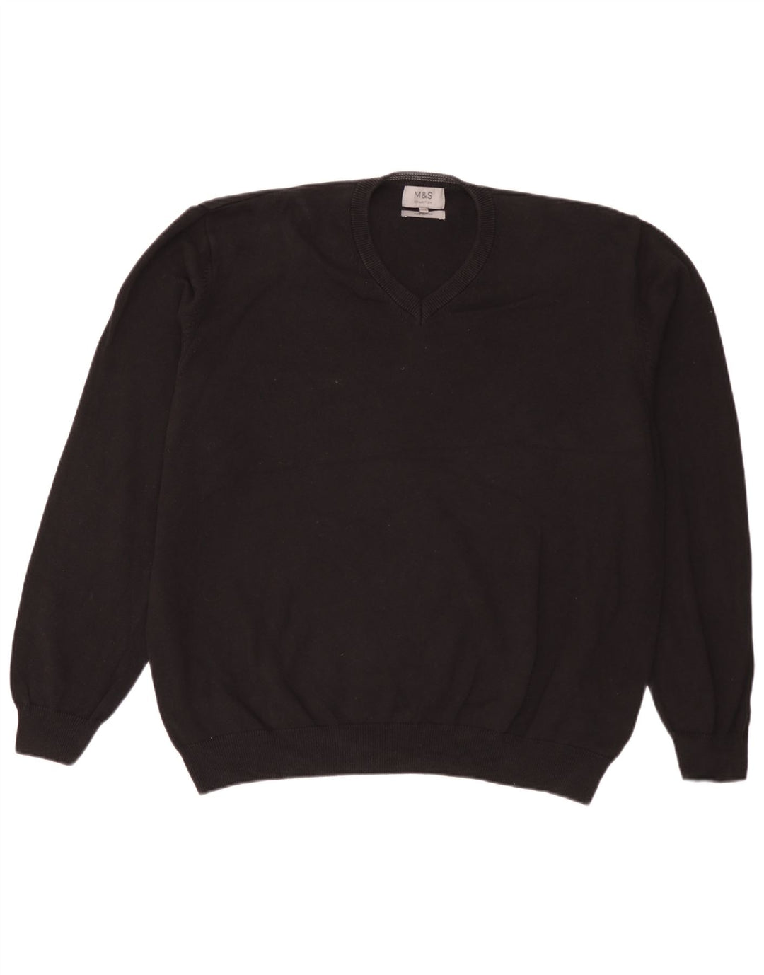 Maglione maglione con scollo a V da uomo Marks & Spencer 3XL cotone nero