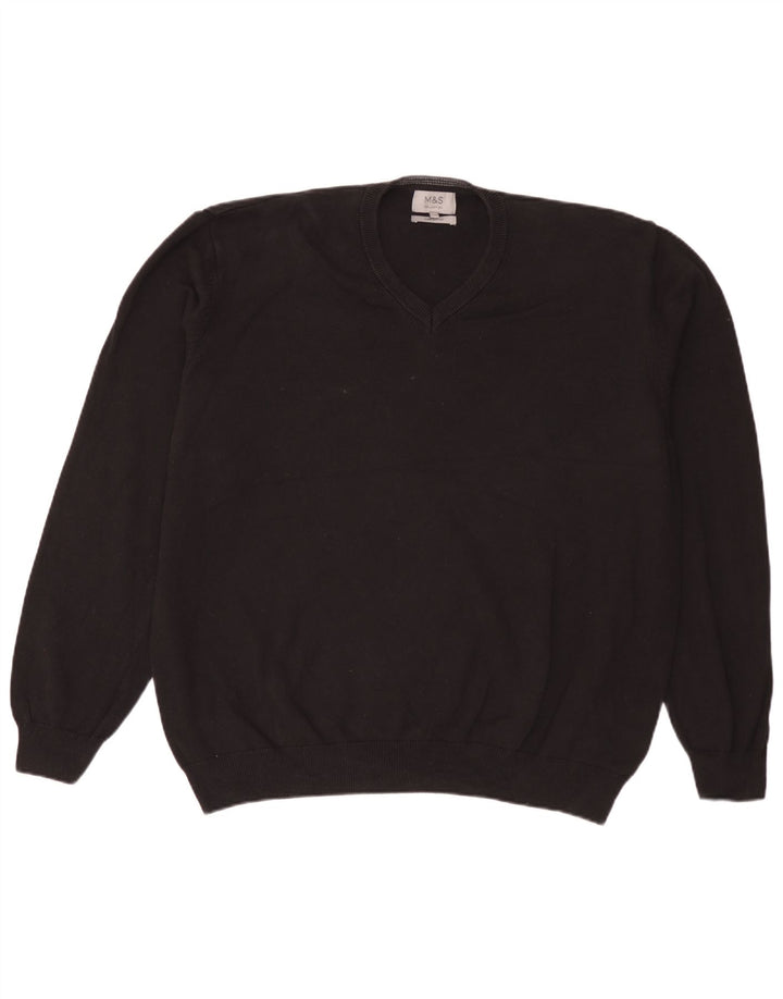 Maglione maglione con scollo a V da uomo Marks & Spencer 3XL cotone nero