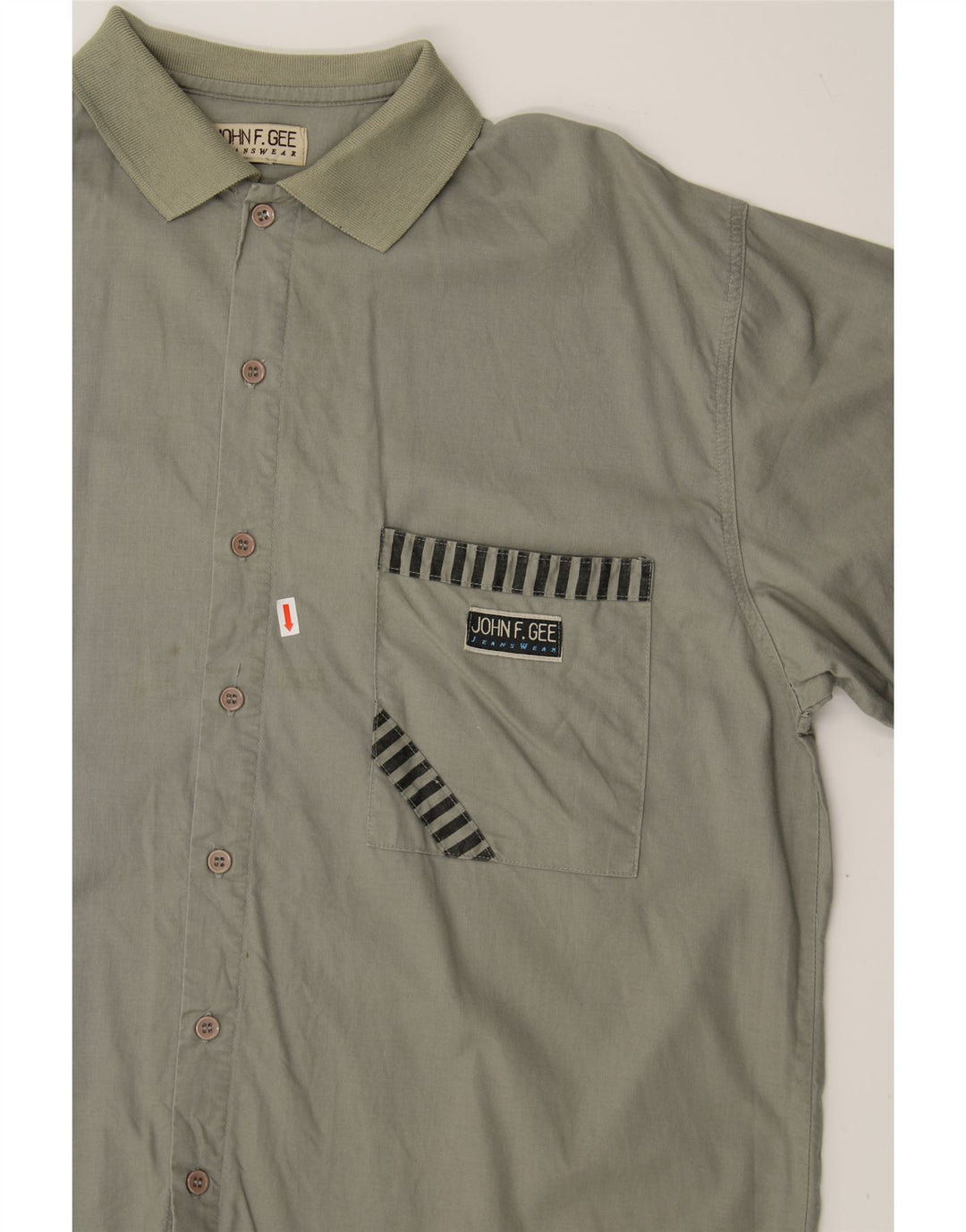 JOHN F GEE Mens Short Sleeve Shirt XL Grey Cotton Vintage John F Gee and Second-Hand John F Gee from Messina Hembry 