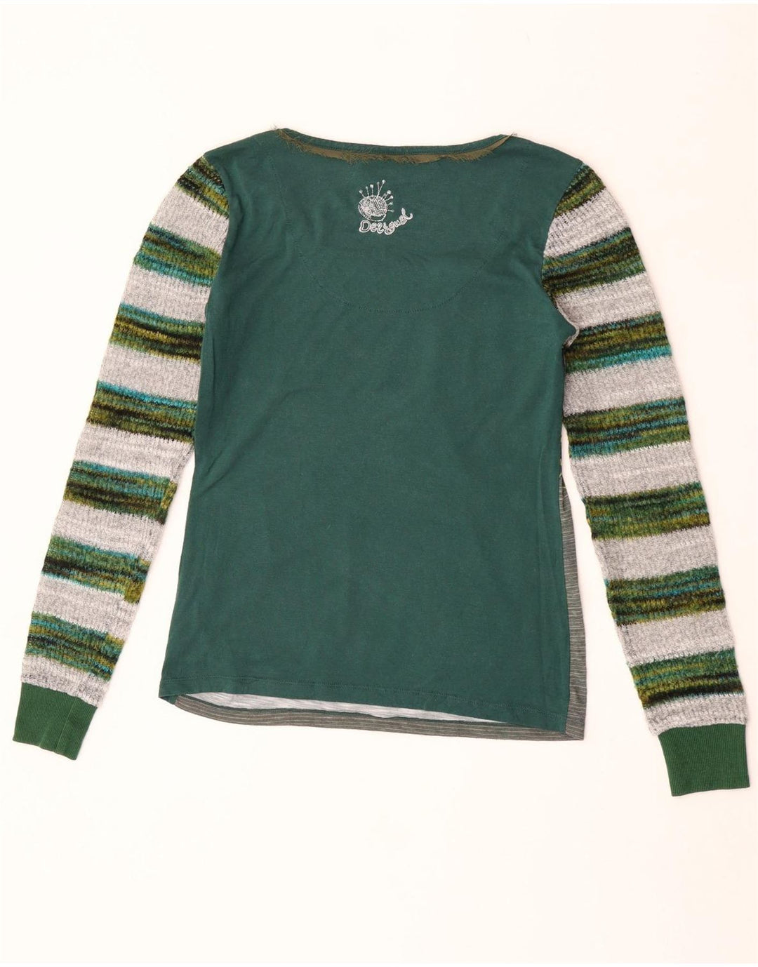 Desigual Womens Graphic Top manica lunga UK 12 Poliestere floreale verde medio