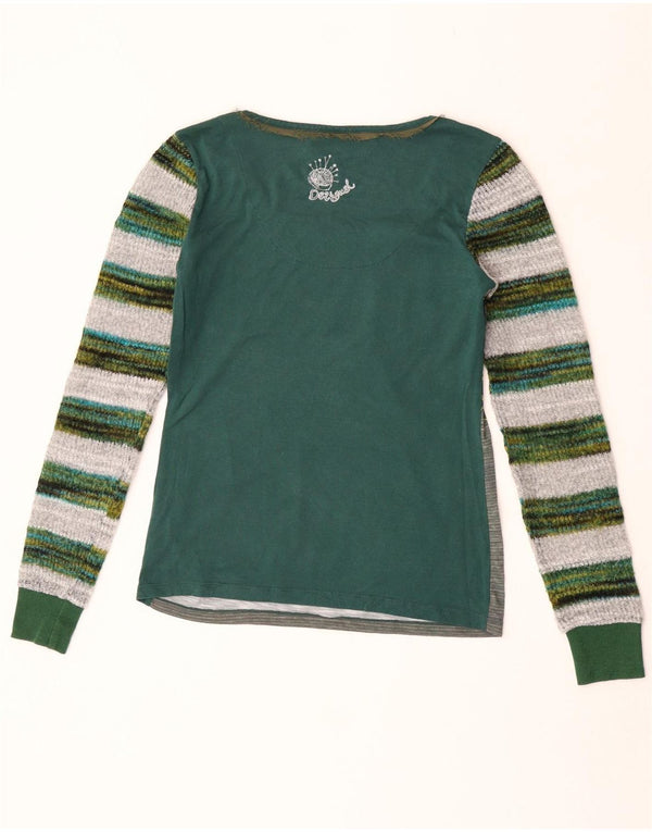 Desigual Womens Graphic Top manica lunga UK 12 Poliestere floreale verde medio
