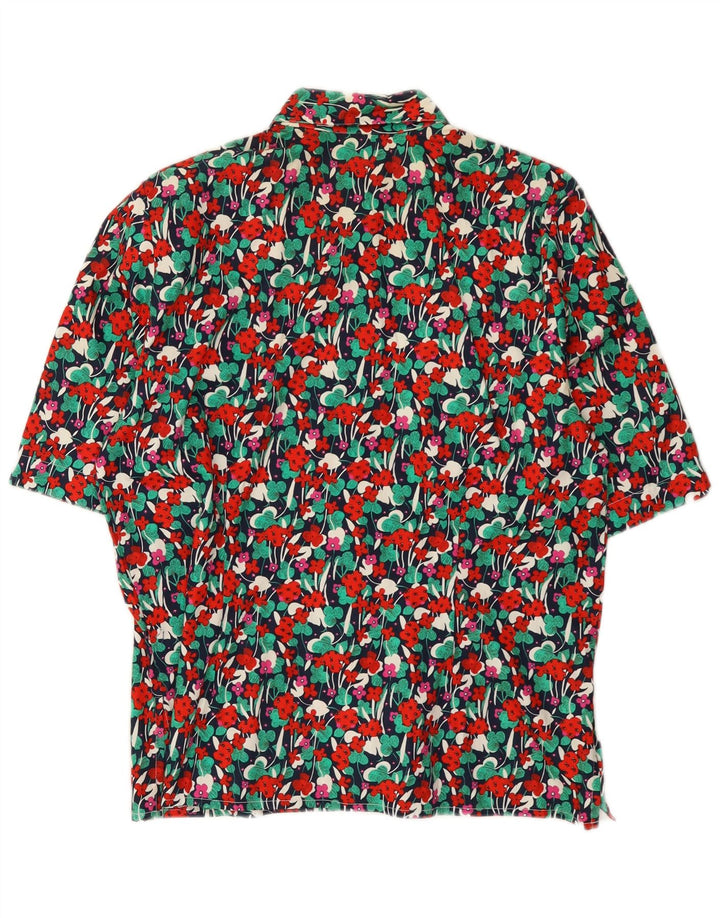 Camicia vintage da donna a maniche corte camicetta EU 38 medio multicolore floreale