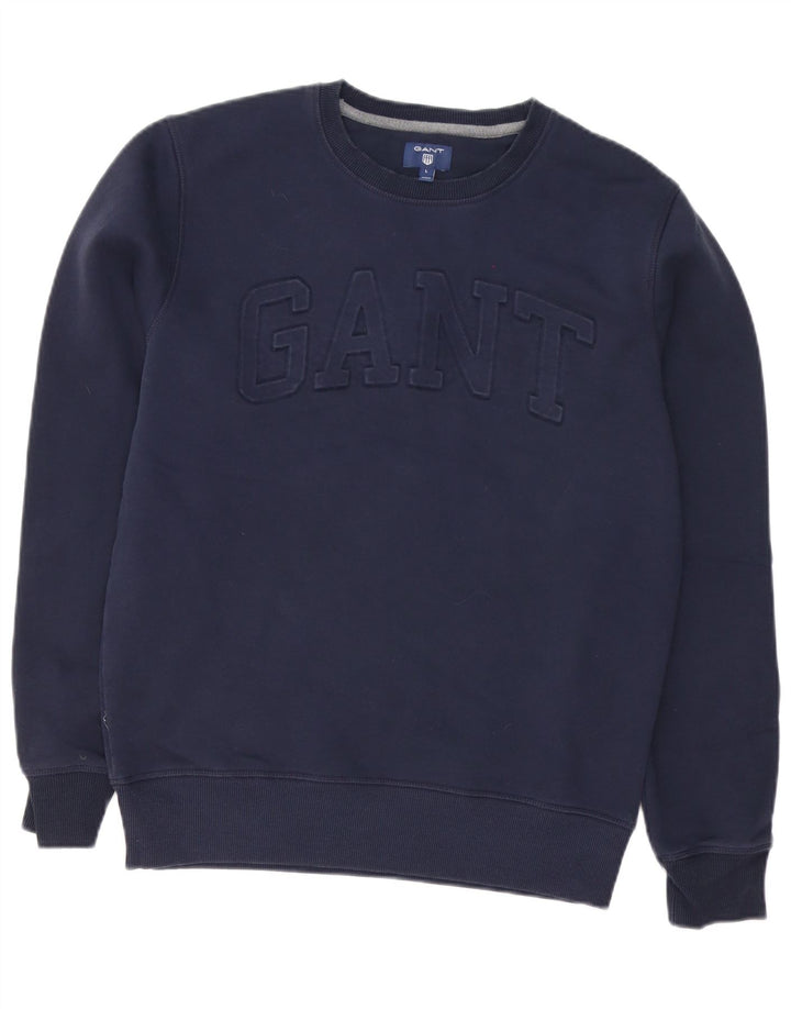 Gant Felpa grafica da uomo Maglione grande cotone blu navy