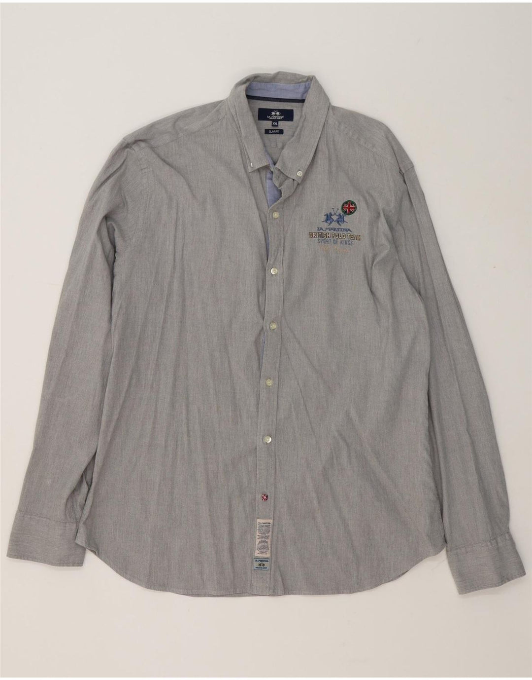 Camicia slim fit da uomo La Martina 2XL cotone grigio