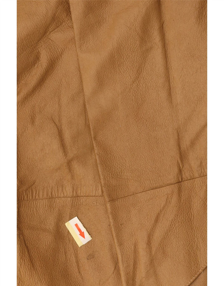 Gonna in pelle a vita alta da donna VINTAGE IT 42 Media W26 Marrone