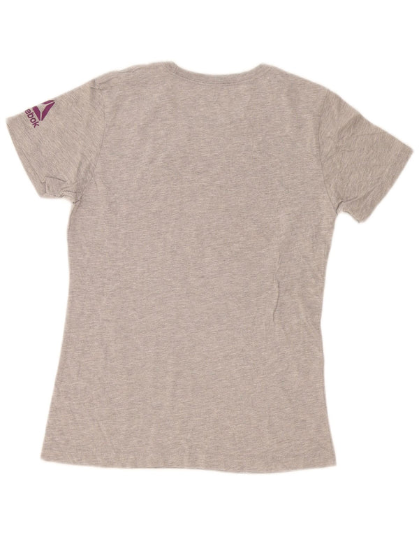 T-shirt grafica da donna Reebok Top UK 12 cotone chiazzato grigio medio