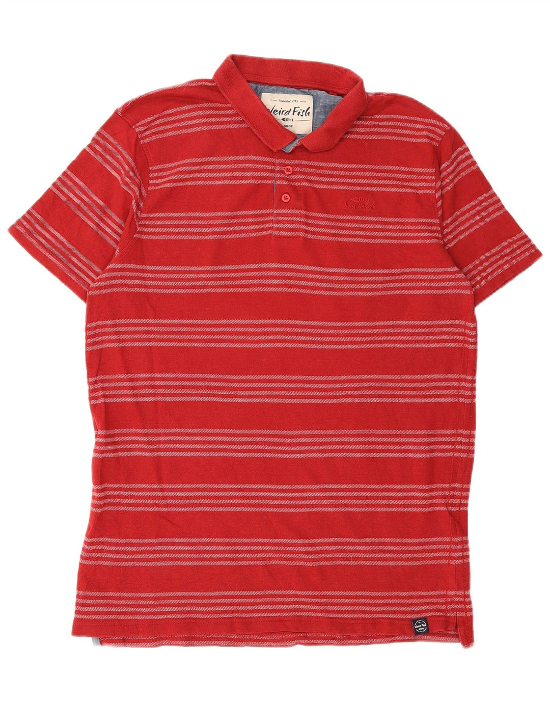 Polo da uomo Weird Fish grande in cotone a righe rosse