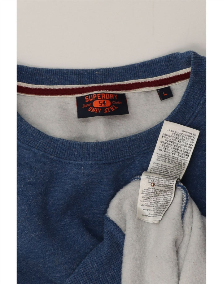 Felpa da uomo Superdry Maglione grande cotone chiazzato blu