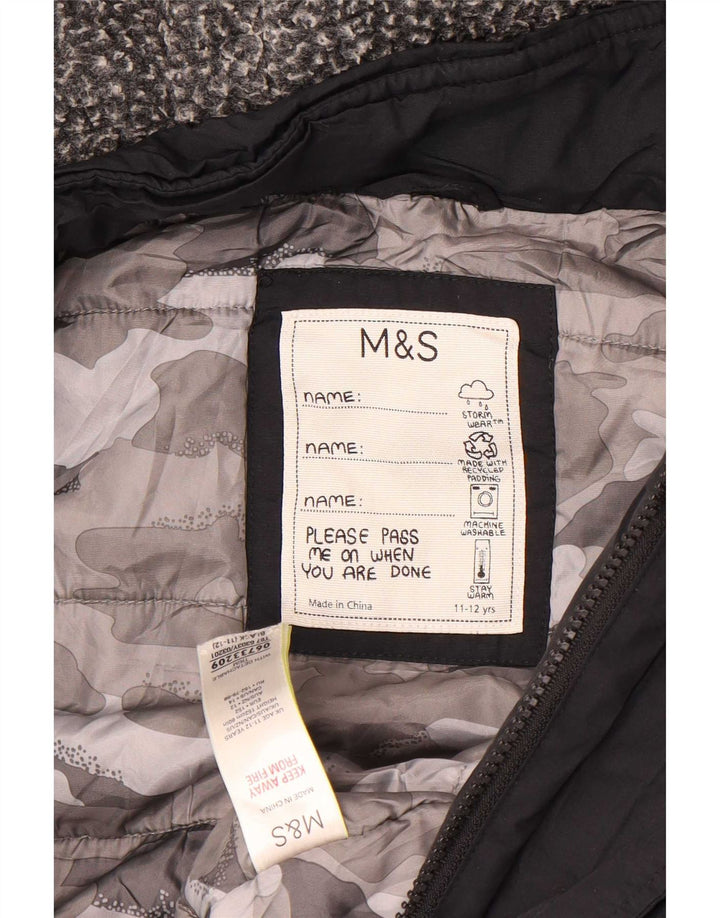 Marks & Spencer Giubbotto parka con cappuccio da ragazzo 11-12 anni Poliestere nero