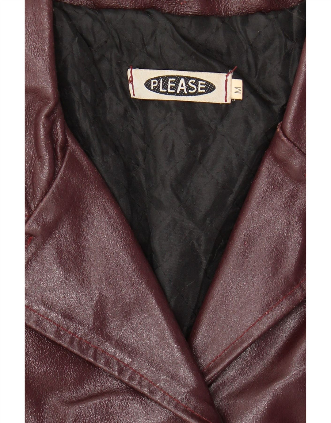 PER FAVORE Giacca in pelle da donna UK 12 Borgogna media