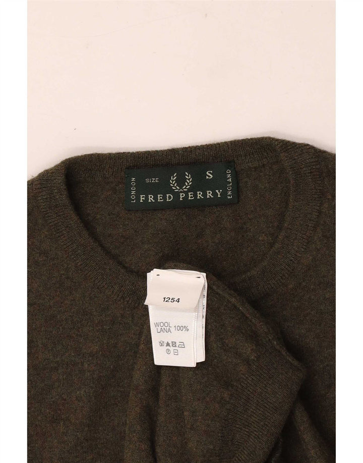 Maglione girocollo da uomo Fred Perry piccolo in lana kaki
