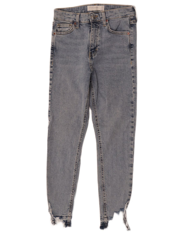 Topshop Donna Jamie Distressed Crop Skinny Jeans W26 L24 Cotone Blu