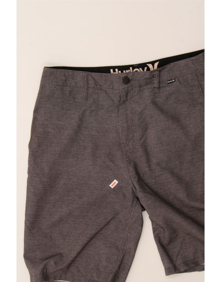 HURLEY Mens Chino Shorts W30 Medium Grey Pinstripe Polyester Vintage Hurley and Second-Hand Hurley from Messina Hembry 