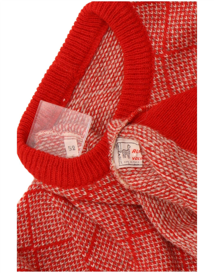 Maglione girocollo da uomo VINTAGE IT 52 Grande rosso geometrico